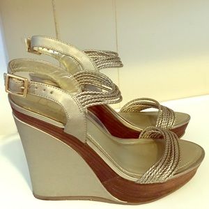 BCBG Gold Sandals 7.5 worn once